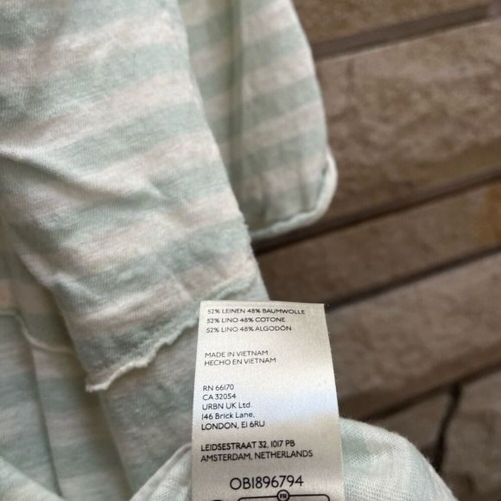Free People All I Need Striped Short-Sleeve T-Shirt white aqua medium linen - Picture 7 of 12